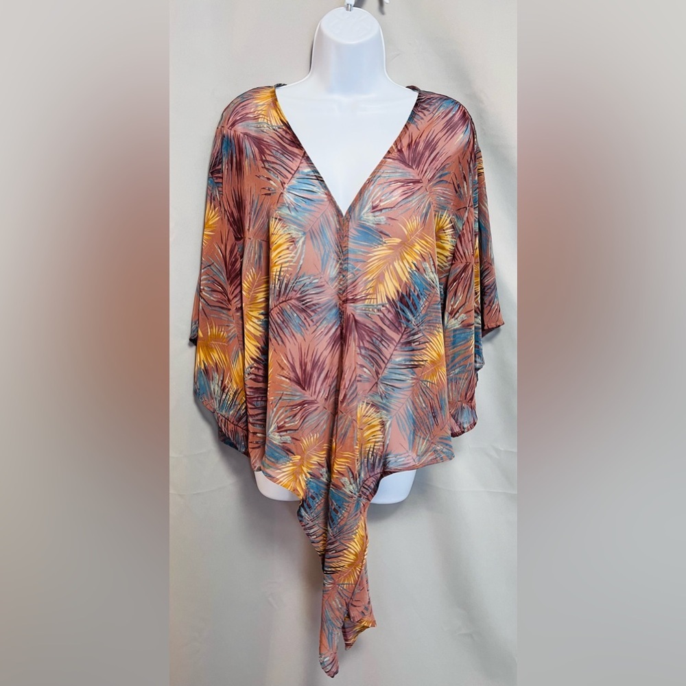 Aura Mauve Colorful Short Sleeve Casual Sz Large